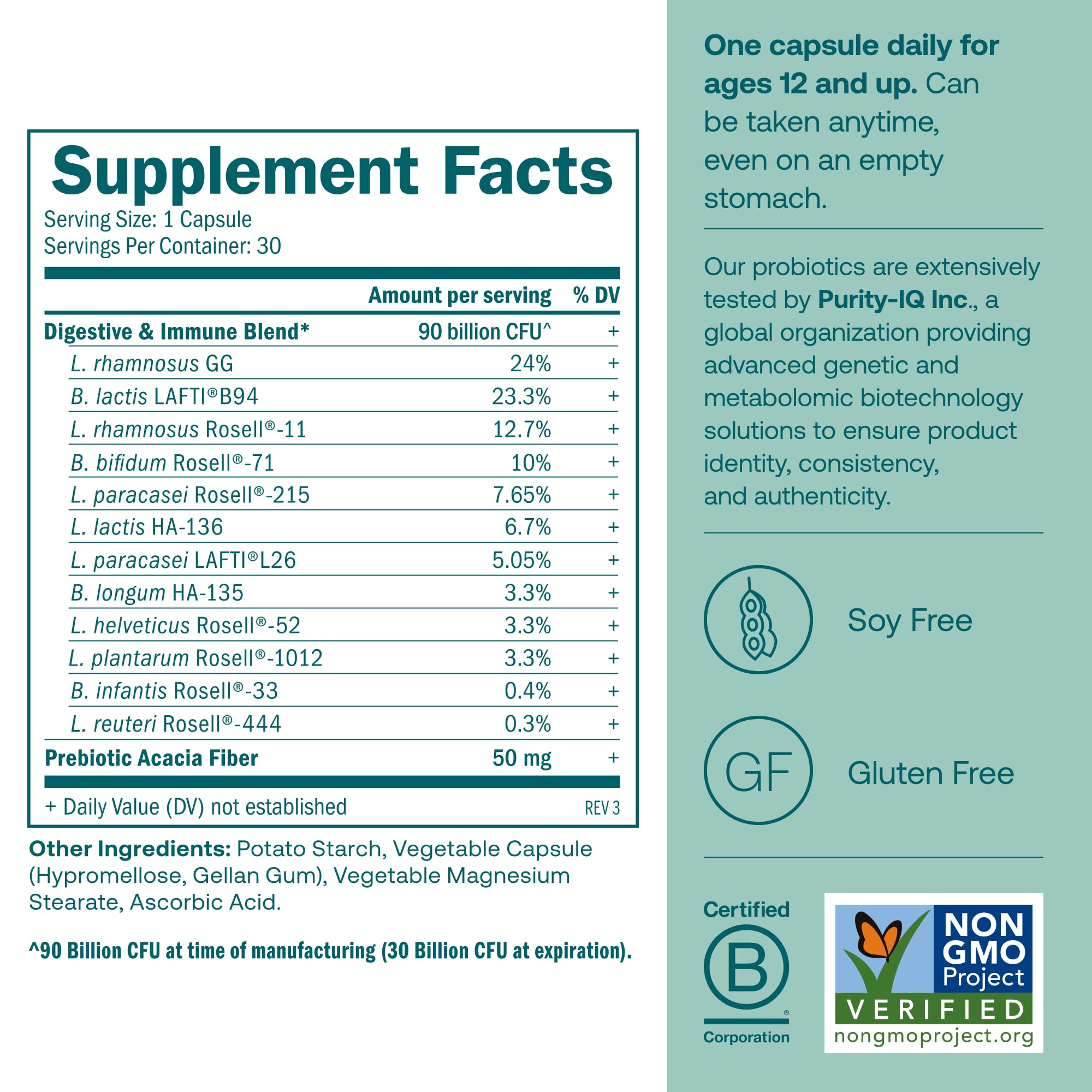 True Grace One Daily Probiotic – 30 Veg Capsules, 90B CFU, Gut & Immune Support