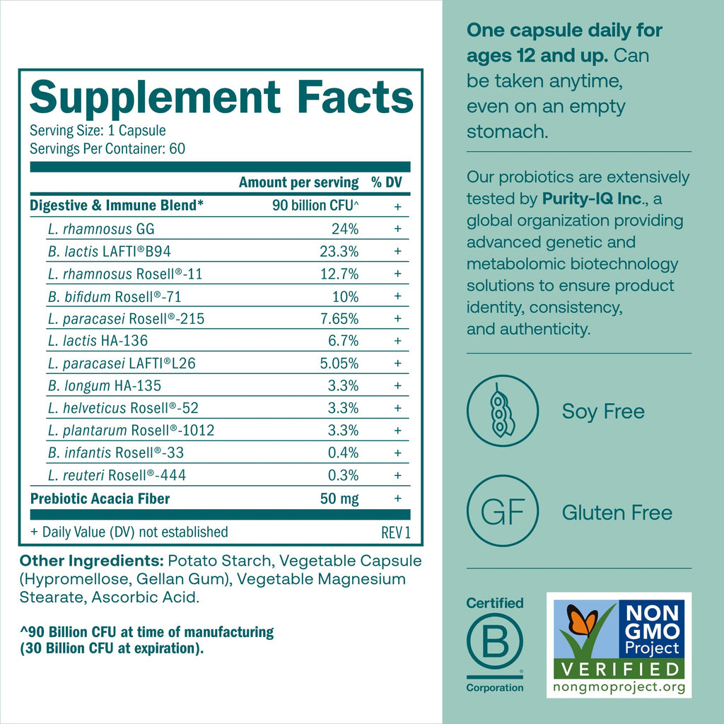True Grace One Daily Probiotic - 60 Veg Capsules | 90B CFU | Gut & Immune Support