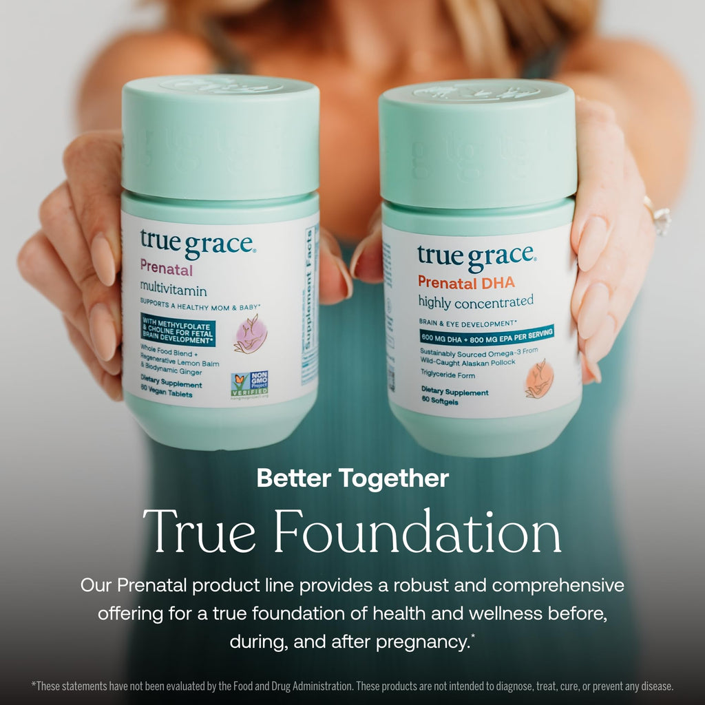 True Grace Prenatal DHA - 60 Softgels | 1400mg DHA + EPA | Pre-Conception to Lactation | Wild-Caught & Sustainably Sourced | Gluten Free