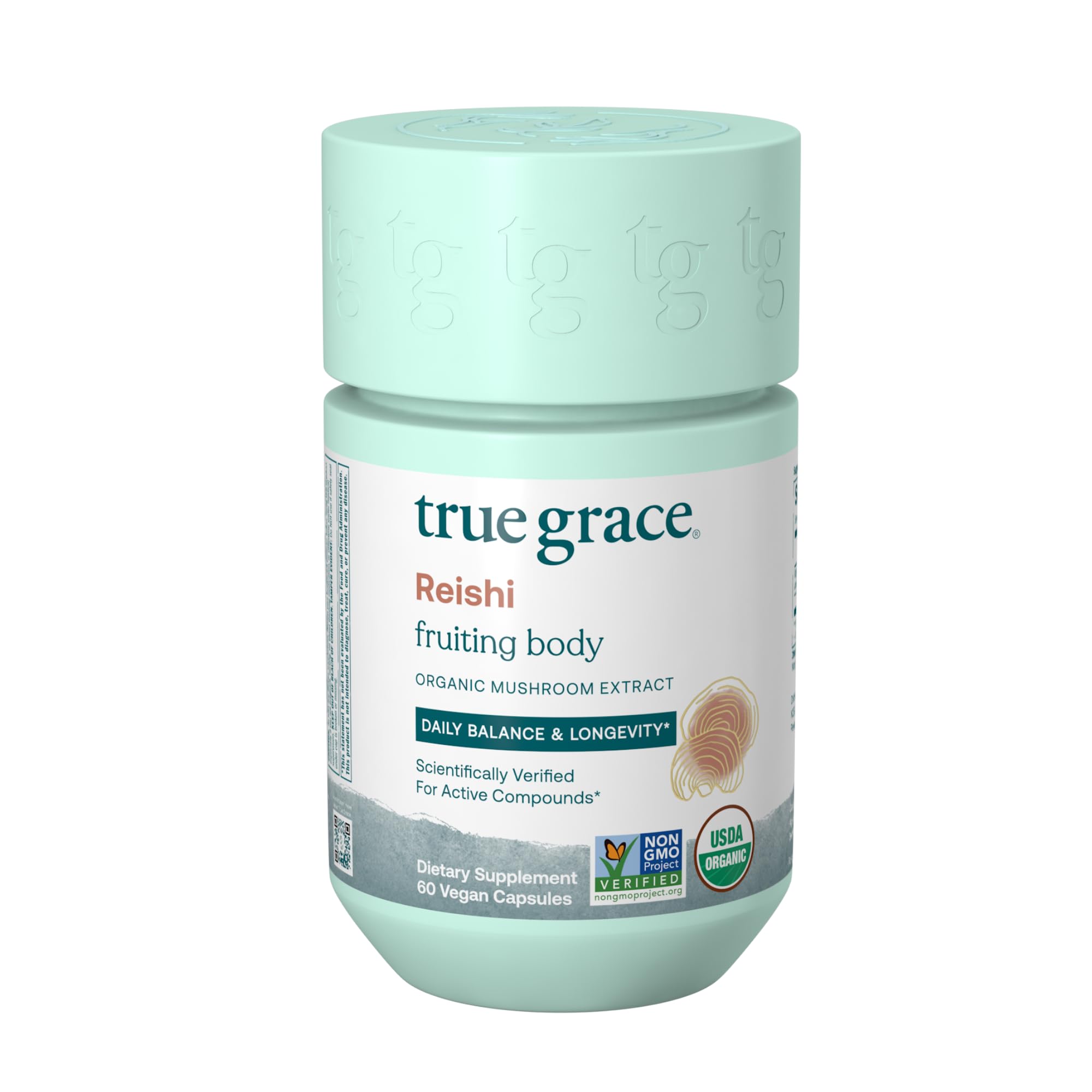 True Grace Mushroom Reishi Daily Balance & Longevity - 60 Count Capsules - Organic