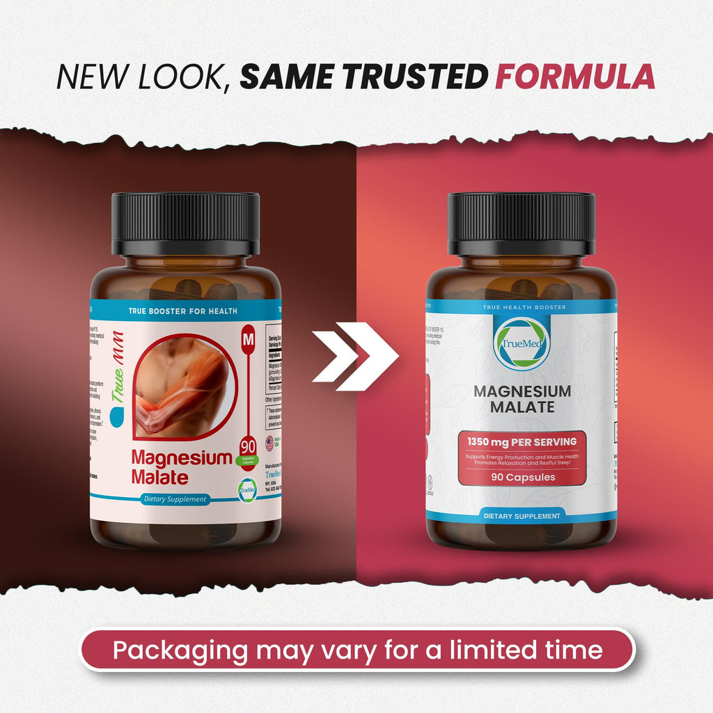 TrueMed Magnesium Malate 1350 mg – 90 Capsules | High Bioavailability, Muscle Function