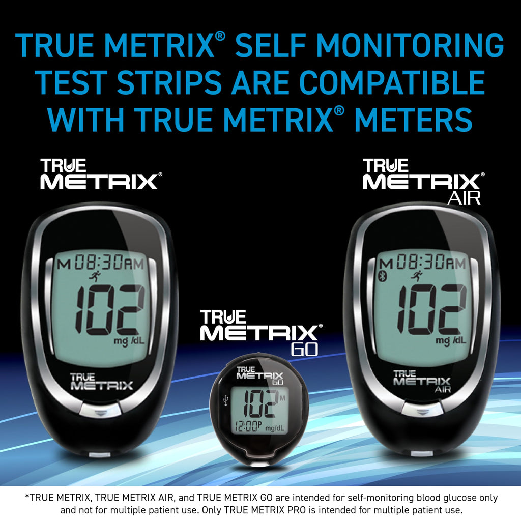 TRUE METRIX 100ct Test Strips + 100ct TRUEplus 30g Lancets | Self-Monitoring Blood Glucose Kit