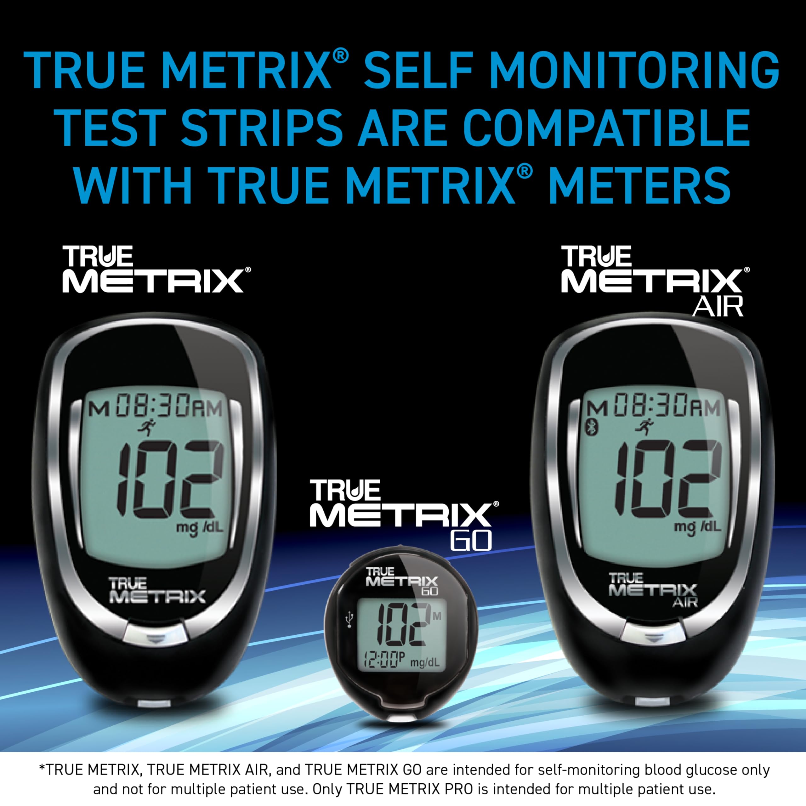 TRUE METRIX 100ct Test Strips + 100ct TRUEplus 30g Lancets | Self-Monitoring Blood Glucose Kit