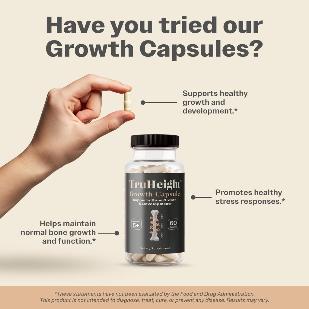 TruHeight Growth Capsules for Kids & Teens | Natural Growth Support & Bone Health