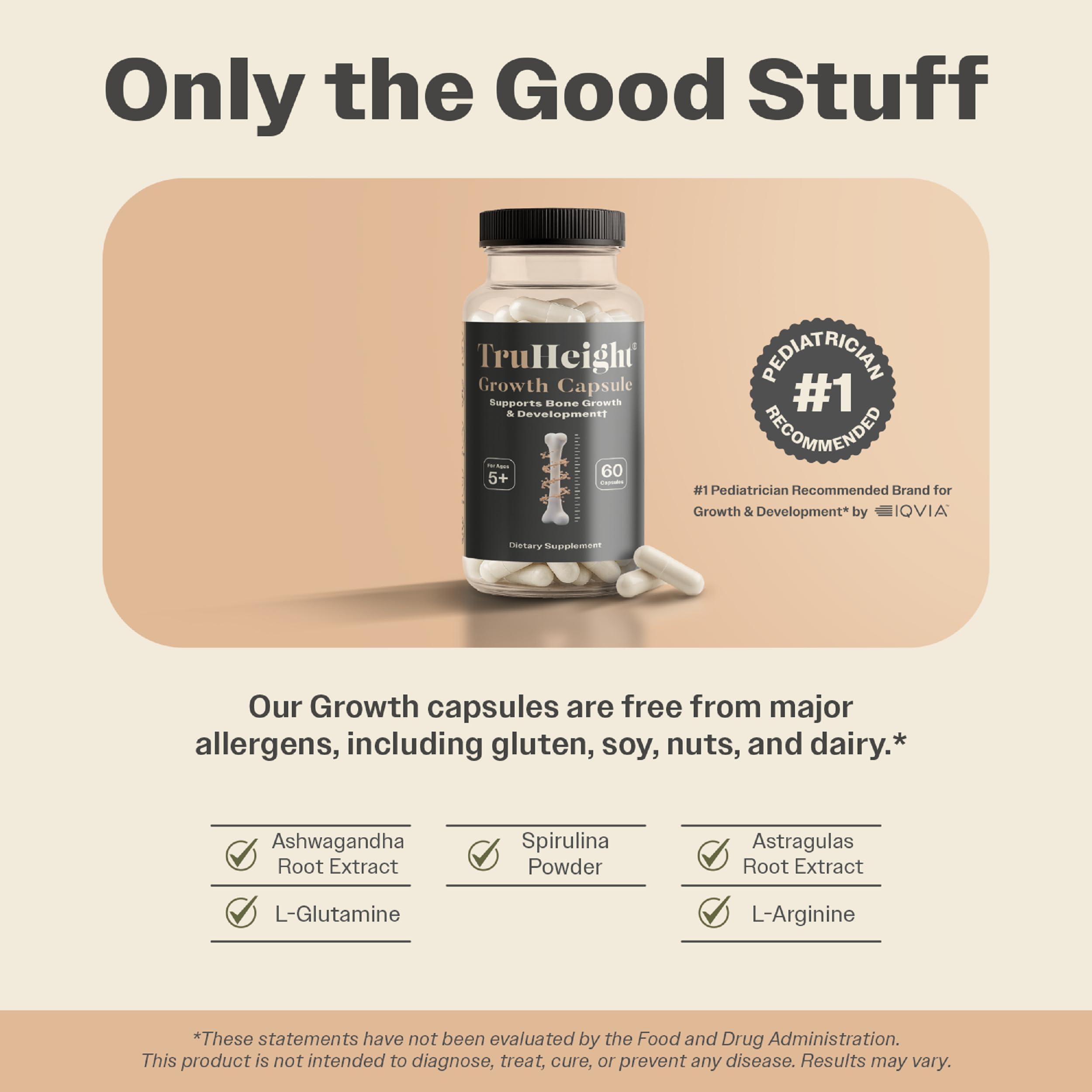 TruHeight Growth Capsules for Kids & Teens | Natural Growth Support & Bone Health