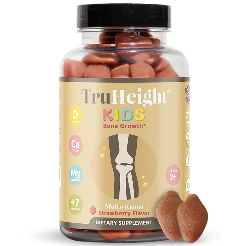 TruHeight Kids Bone Growth Gummies - Strawberry, 2+ | D3, K2, Calcium