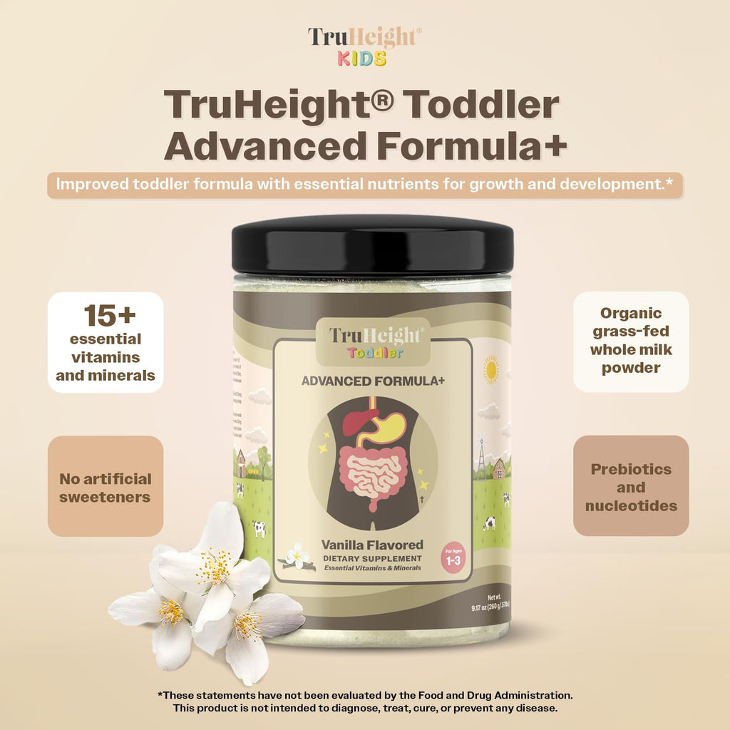 TruHeight Toddler Advanced Formula+ Vanilla - 16 Vitamins, 12-36 Months, Non-GMO