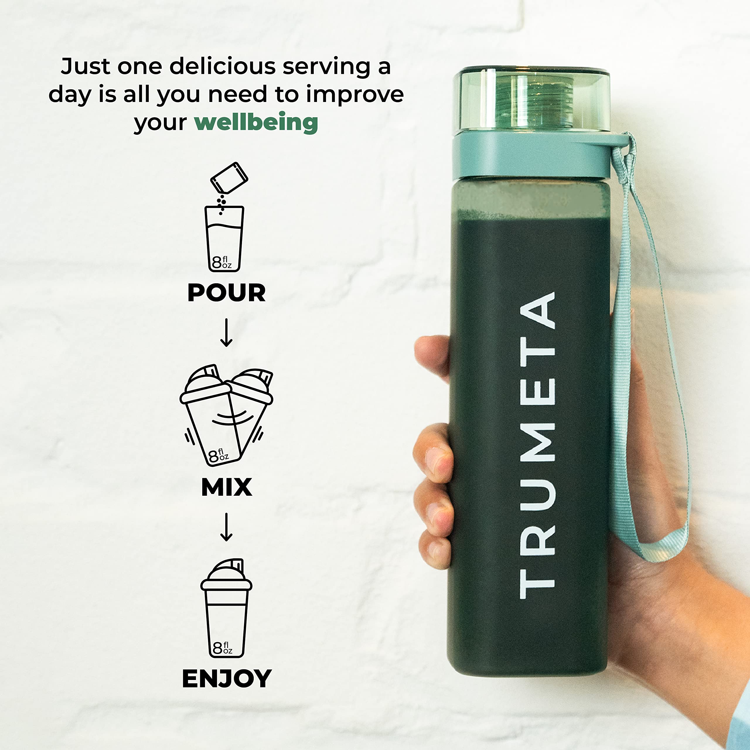 TRUMETA Greens Powder Travel Packs - 14 Servings for Memory & Digestion | Organic, Vegan & Non-GMO