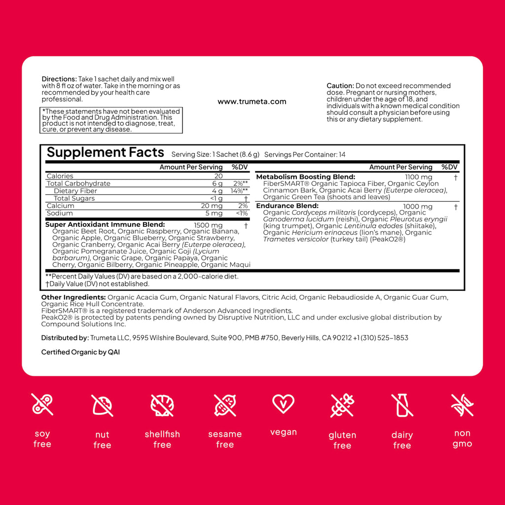 TRUMETA Superfood Reds Powder Packs – Immune Support & Memory