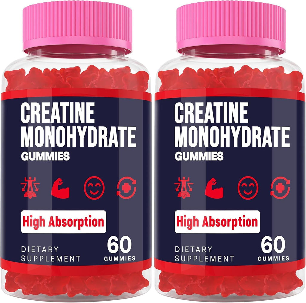 Trupretty Creatine Monohydrate Gummies – Vegan Organic, Taurine & B6, 2 Bottles