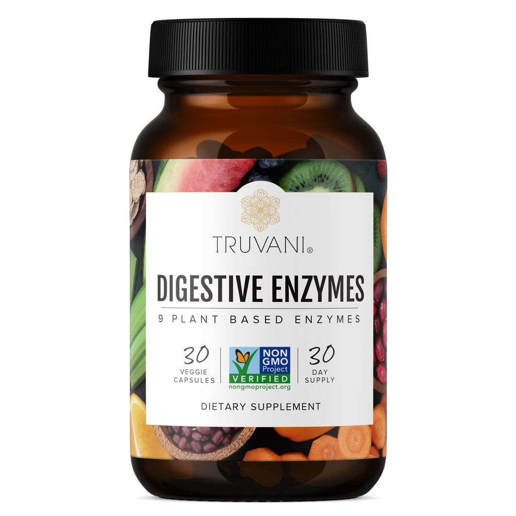 Truvani Digestive Enzymes – 9 Enzyme Blend for Digestive Support | Non-GMO Capsules | 30 Day Supply