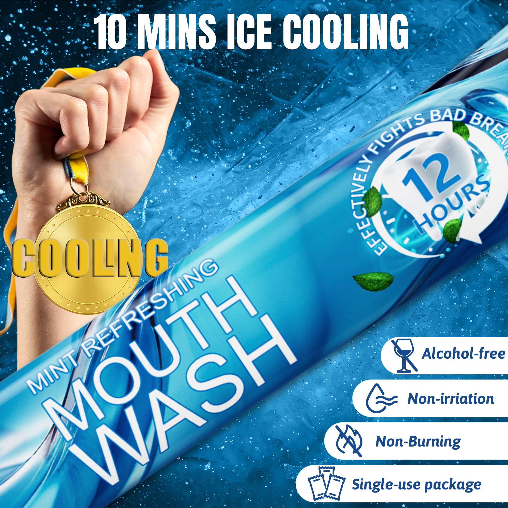 Portable Travel Size Mouthwash Packets – TSA-Approved 0.4oz Mini Mint Mouthwash (10-Pack, Alcohol & Fluoride-Free)