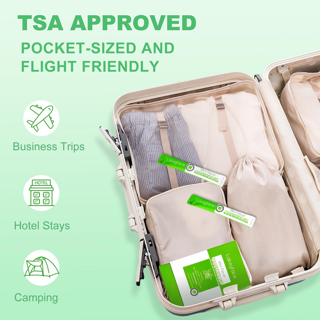 Mouthwash Travel Pack – 30 Packets, Alcohol-Free, TSA Approved, Mint 11ml Each