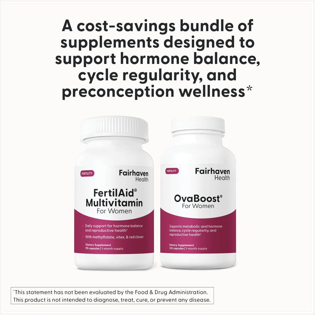 FertilAid for Women & Ovaboost Combo – Fertility Supplements (Ovulation & Egg Quality)