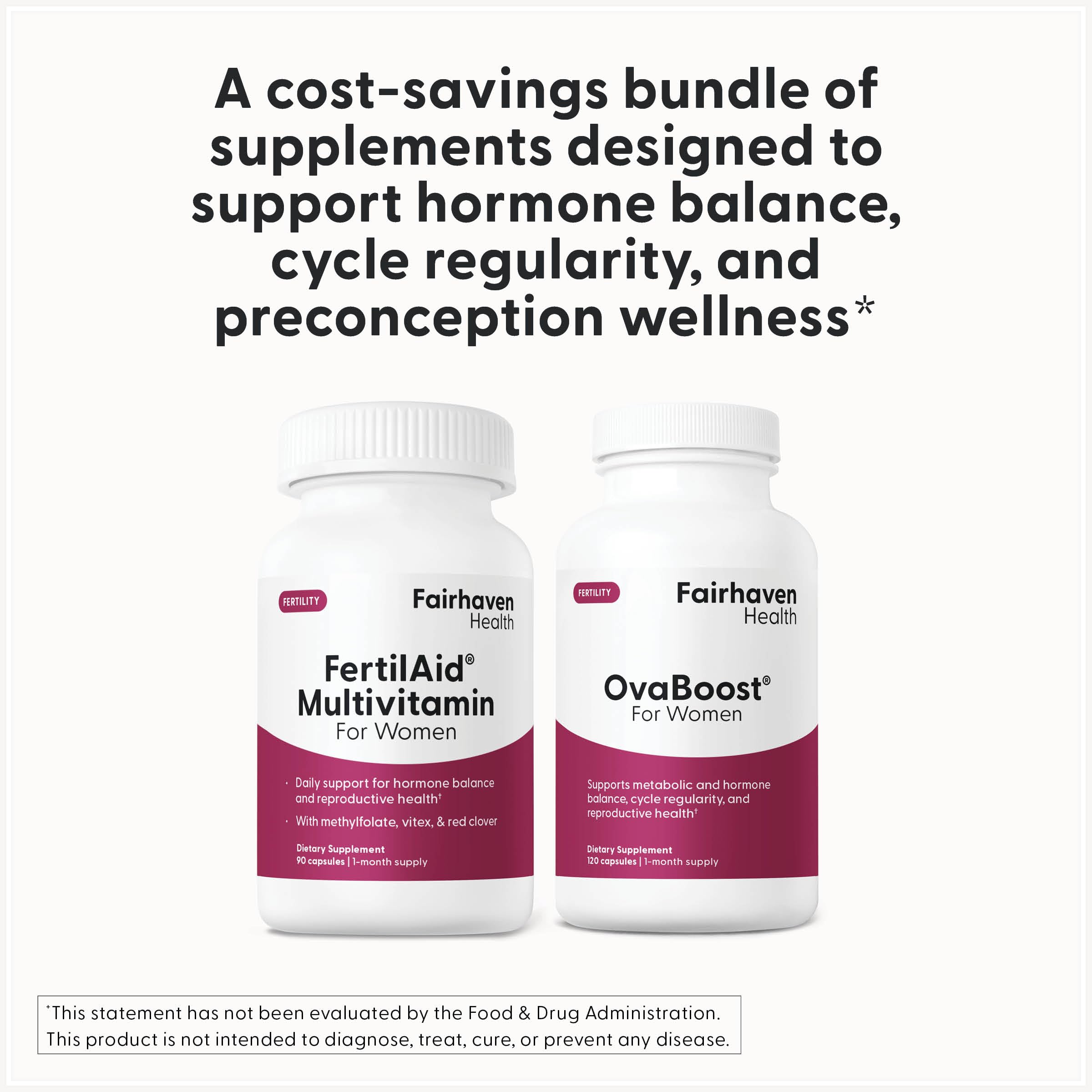 FertilAid for Women & Ovaboost Combo – Fertility Supplements (Ovulation & Egg Quality)