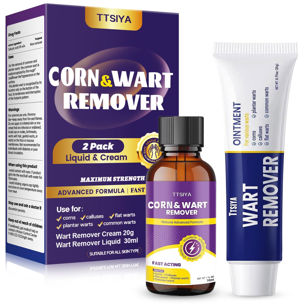 TTsiya Wart Remover Cream & Liquid Freeze Off – Fast Acting Salicylic Acid Wart Treatment (20g & 30ml)