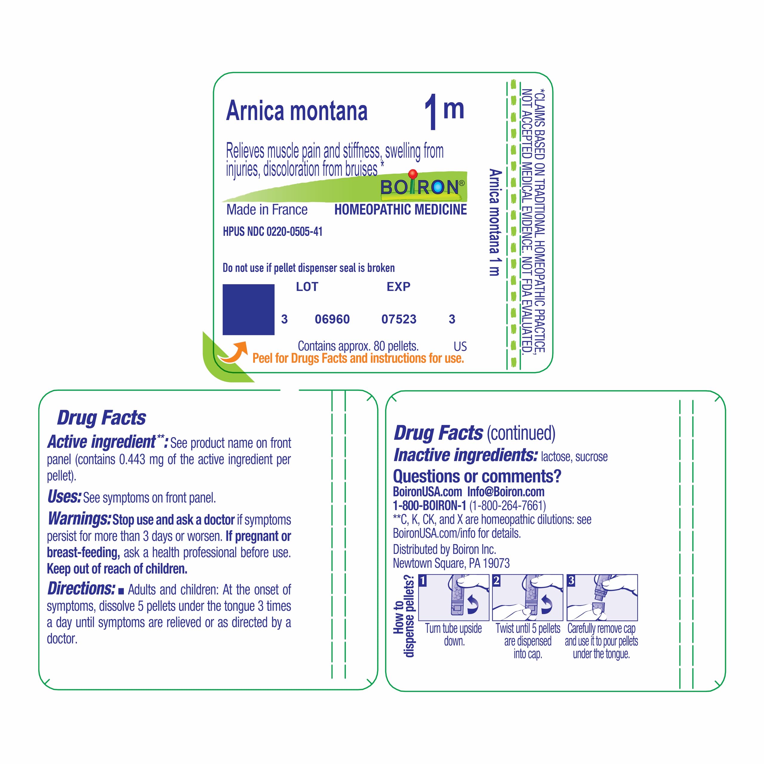 Boiron Arnica Montana 1M Pellets – Muscle Pain, Stiffness & Bruises (80 Pellets)