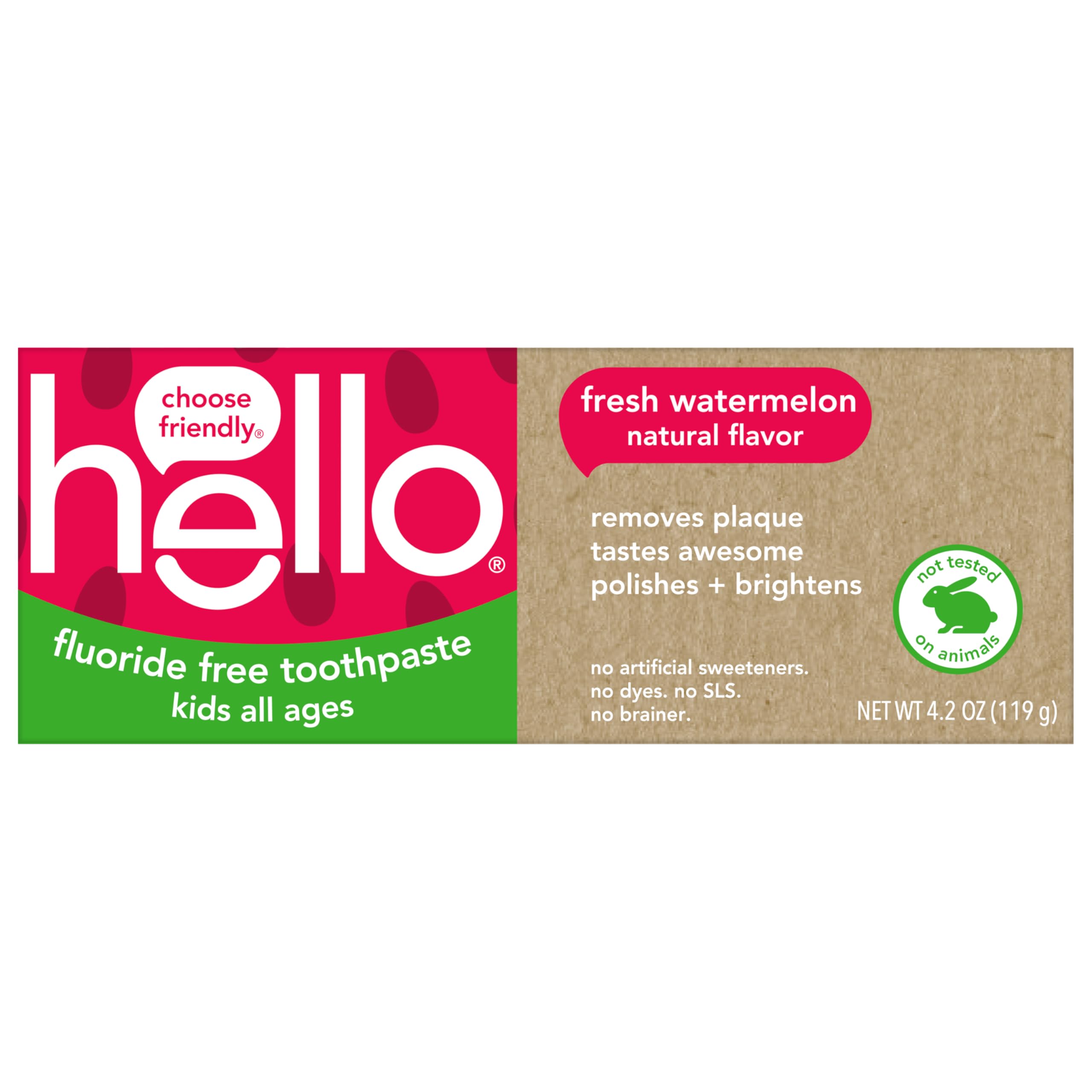 Hello Fresh Watermelon Fluoride Free Kids Toothpaste – 3 Pack, 4.2 oz Tubes