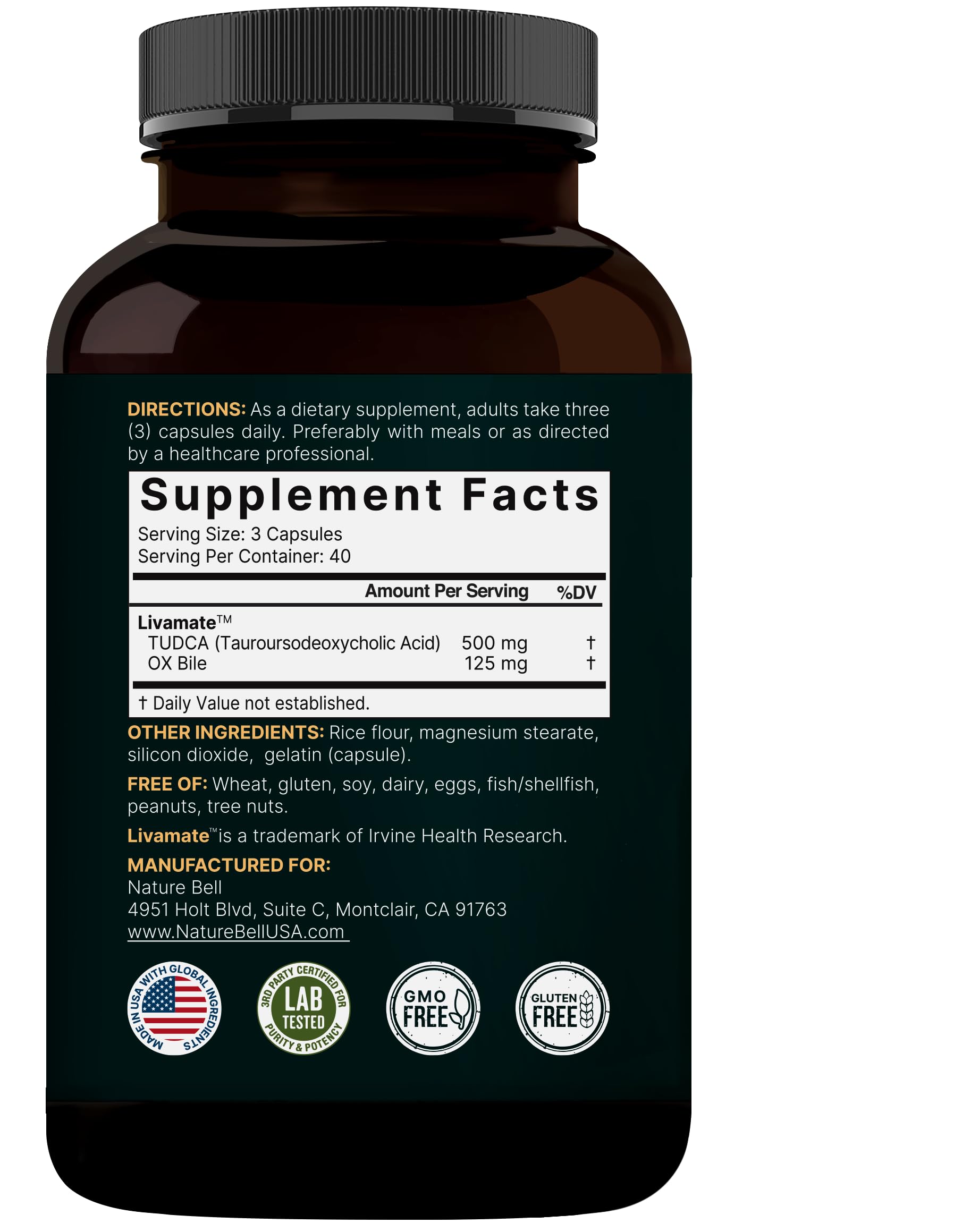 TUDCA 500mg with OX Bile 125mg – 120 Capsules | Liver Support