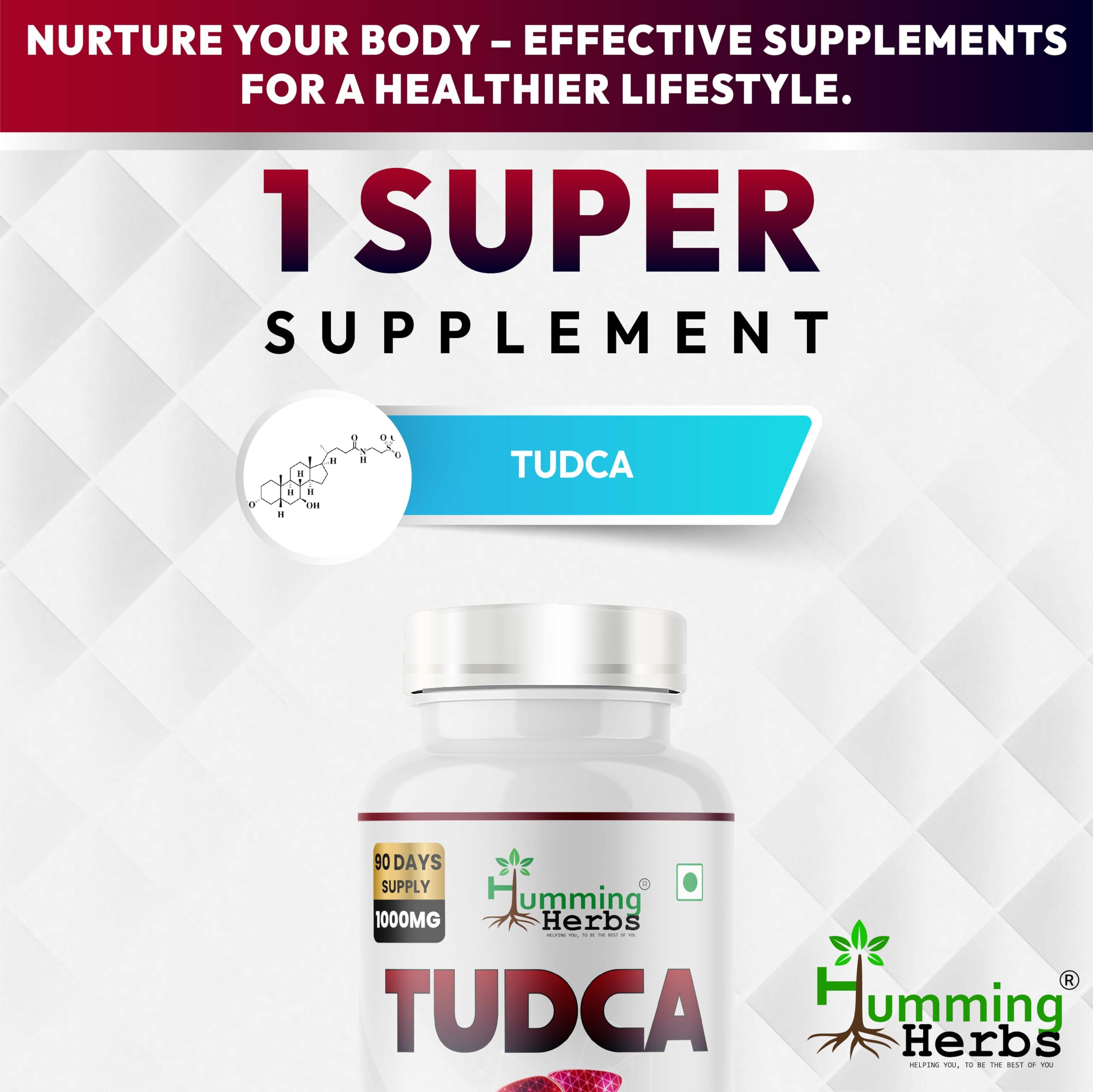 TUDCA Tauroursodeoxycholic Acid Supplement 1000mg - 180 Vegan Capsules - Non-GMO