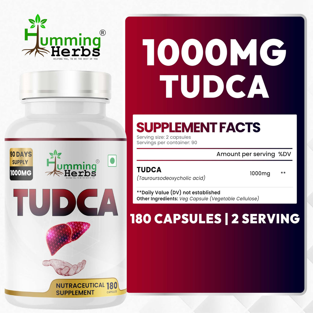 TUDCA Tauroursodeoxycholic Acid Supplement 1000mg - 180 Vegan Capsules - Non-GMO