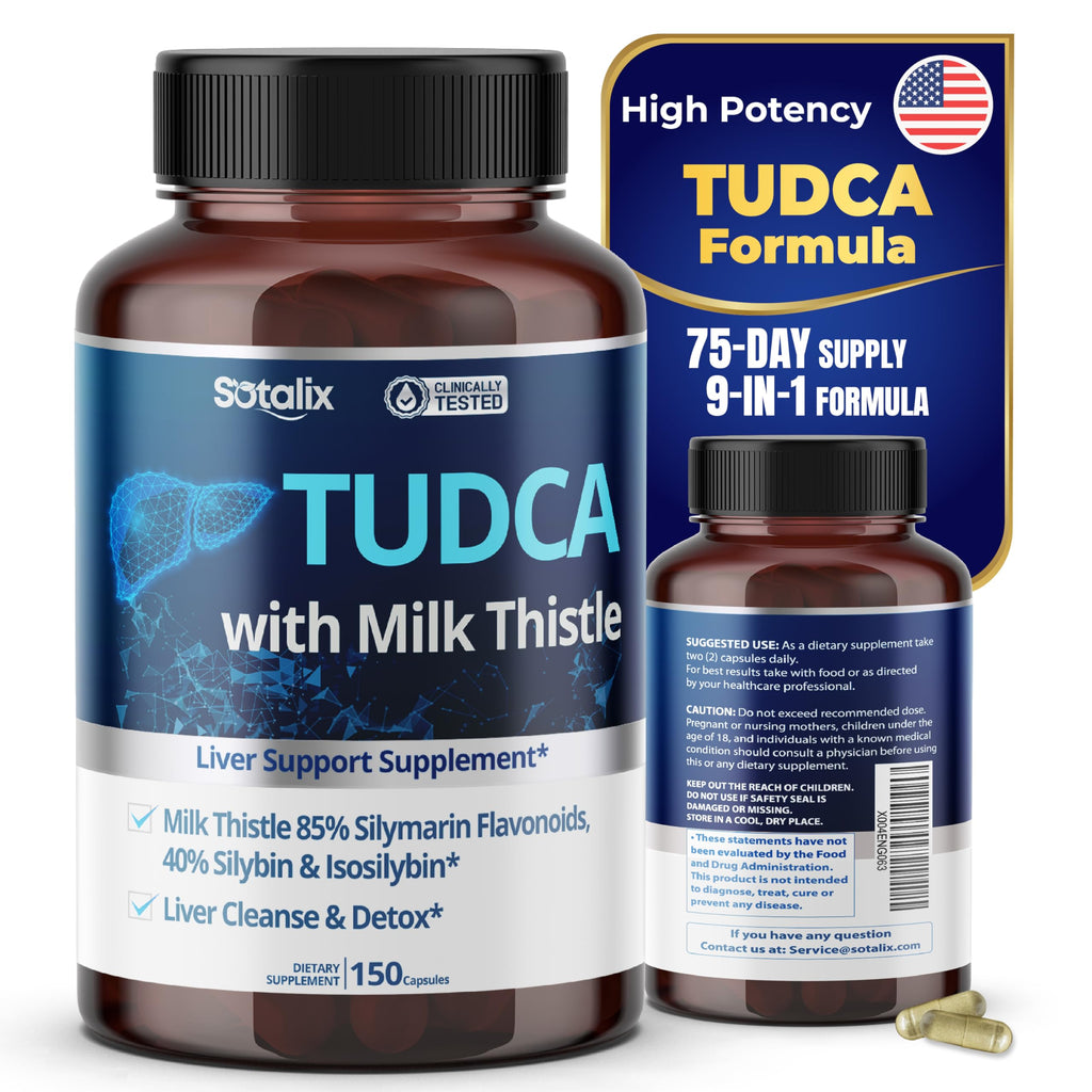 TUDCA Supplement with Milk Thistle – 85% Silymarin Flavonoids – Supports Liver Wellness & Digestive Health – Made in The USA