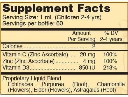 Systemic Formulas TUFF PLAY Kids Immune Support Supplement 2 Fl Oz – Vitamin C, D3 & Zinc #530