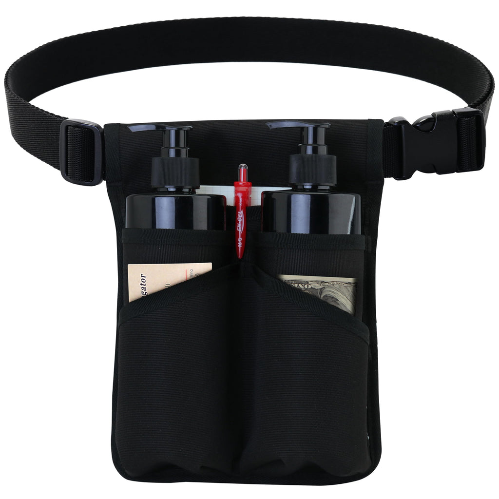 Tuhaoge Massage Bottle Bag for 2 Bottles - Oil & Lotion Holster TH-XJ-2 Black