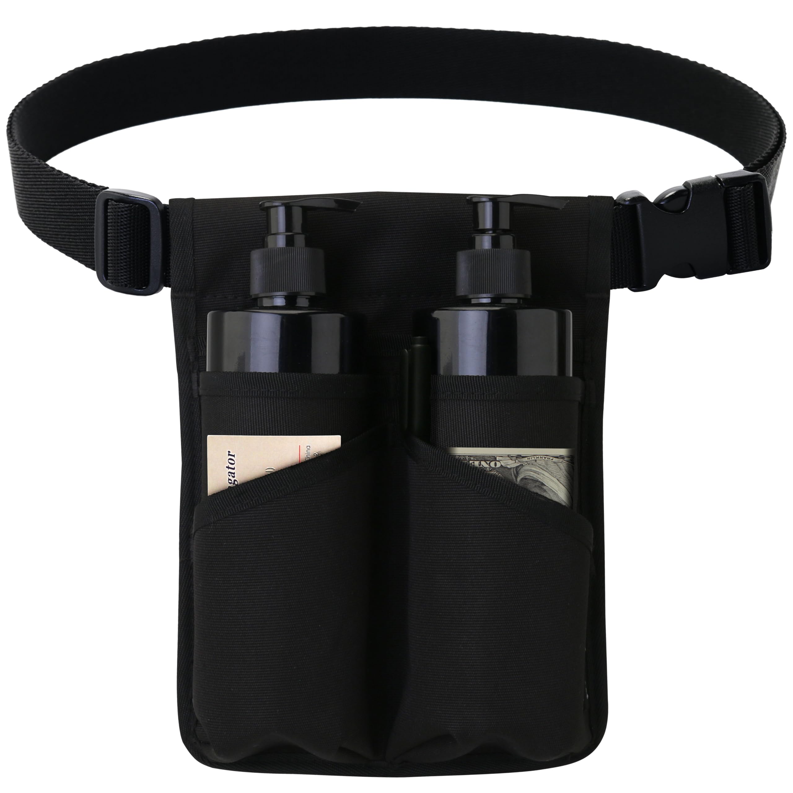 Tuhaoge Massage Bottle Bag for 2 Bottles - Oil & Lotion Holster TH-XJ-2 Black