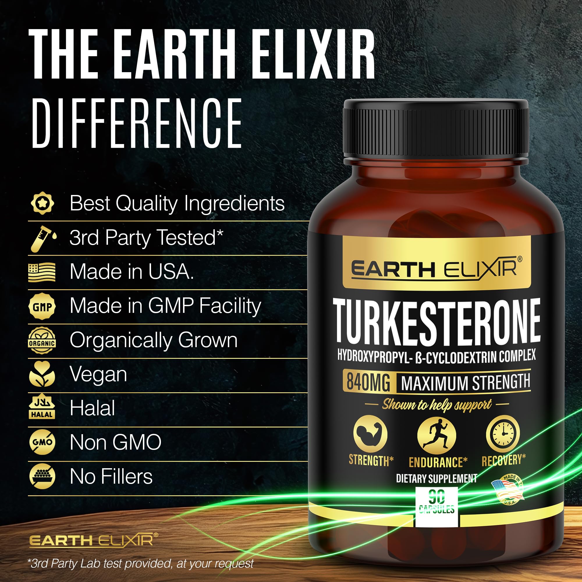 Turkesterone 840 mg – Natural Testosterone Support - 100% Pure Turkesterone Supplement for Men & Women - Ajuga Turkestanica Extract - Made in USA & 3rd Party Tested for Strength, Energy & Vitality