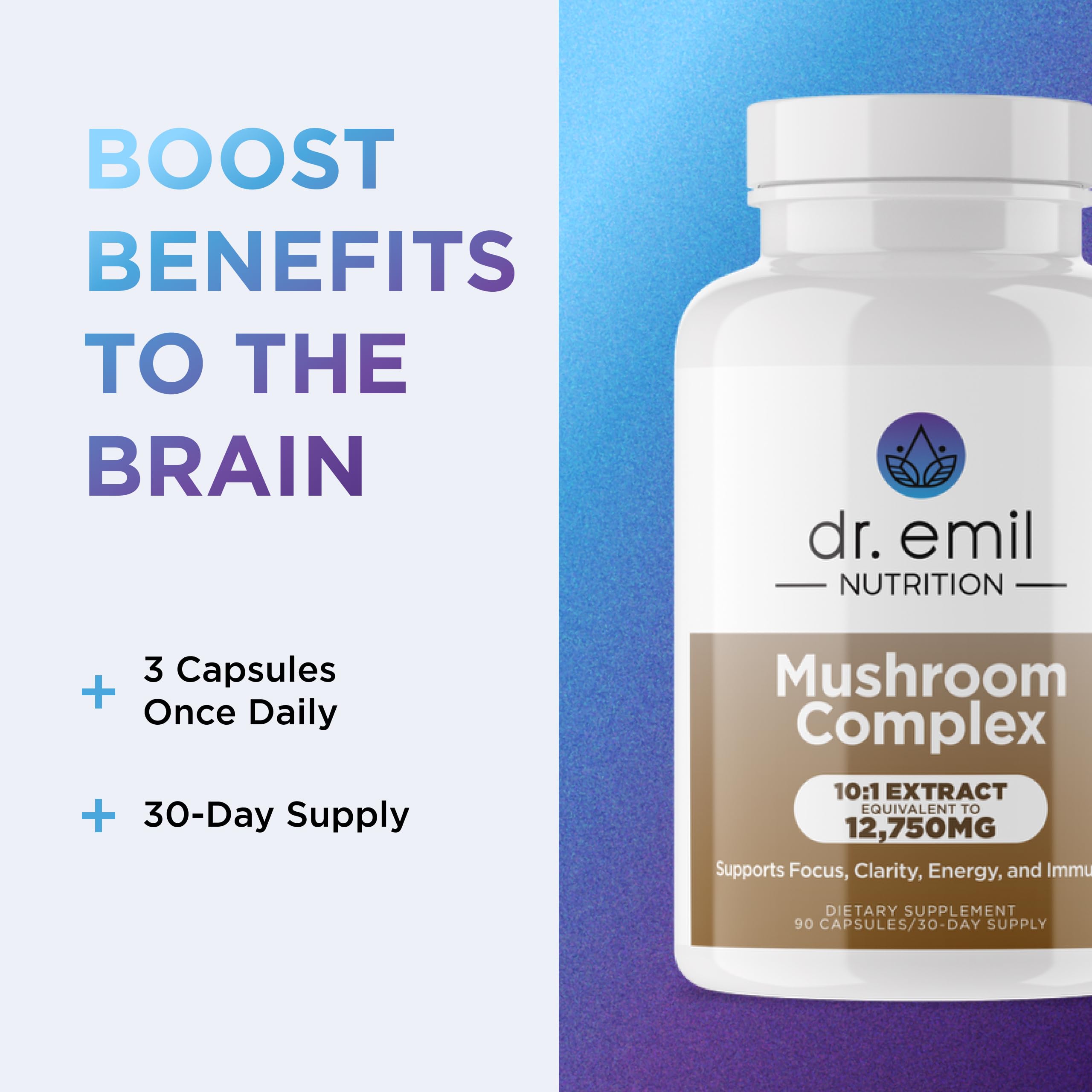 Dr. Emil Nutrition 10 Mushroom Nootropic Supplement – Clarity & Immune Support