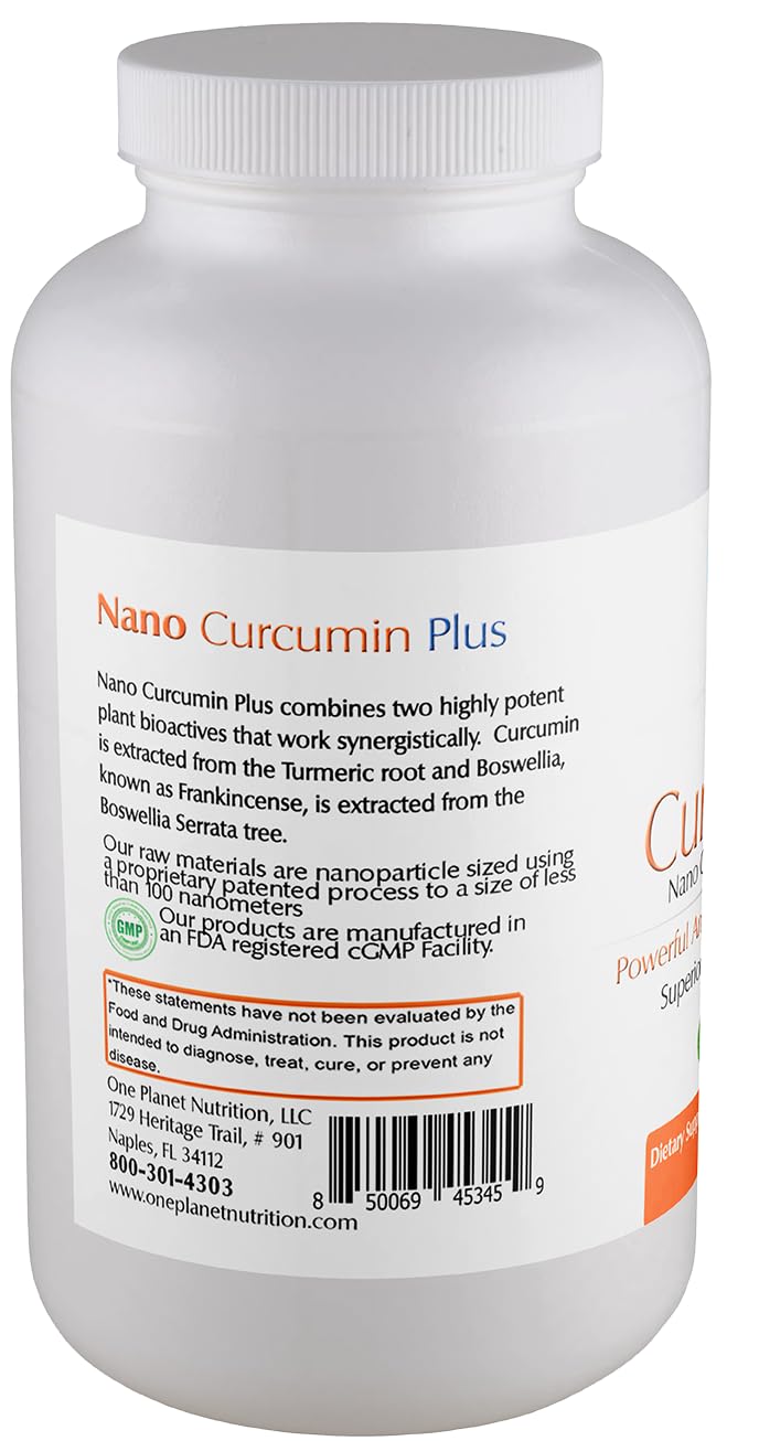 One Planet Nutrition Nano Curcumin Plus Capsules 500 mg, 60 Count | High Absorption Turmeric & Boswellia | Vegan Gluten Free
