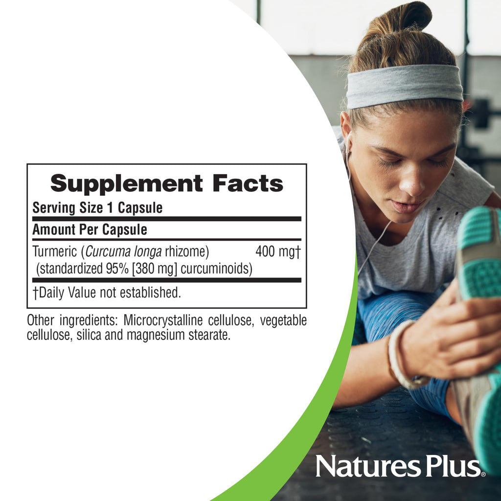 Natures Plus Turmeric 400 mg - 95% Curcumin | 60 Vegan Capsules