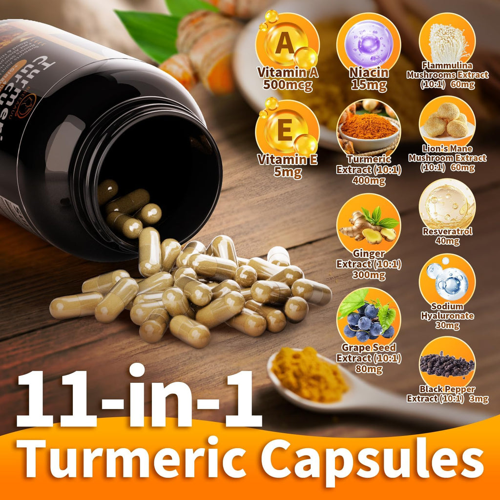 Turmeric Curcumin Supplement – 11-in-1 with Black Pepper | 95% Curcuminoids