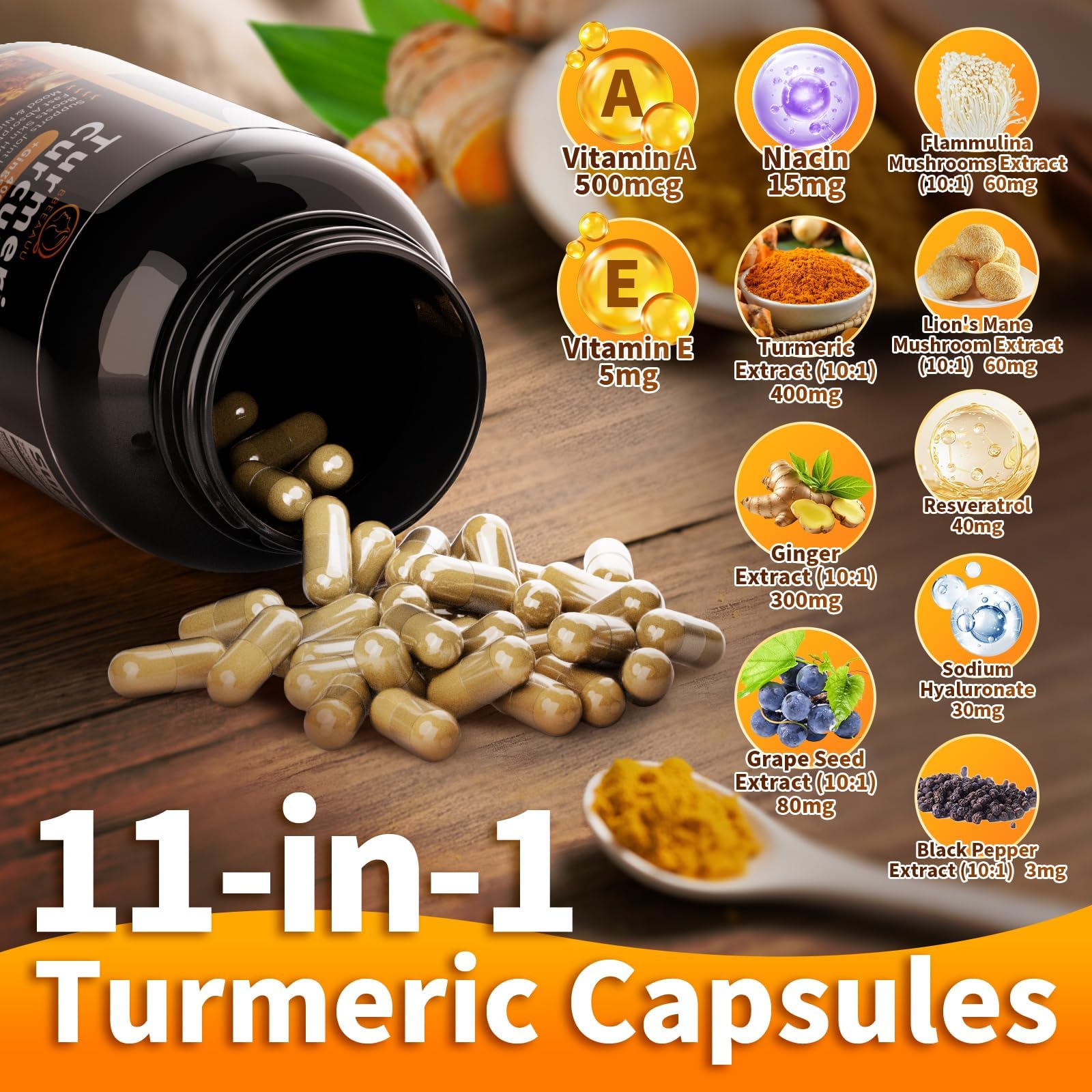 Turmeric Curcumin Supplement – 11-in-1 with Black Pepper | 95% Curcuminoids