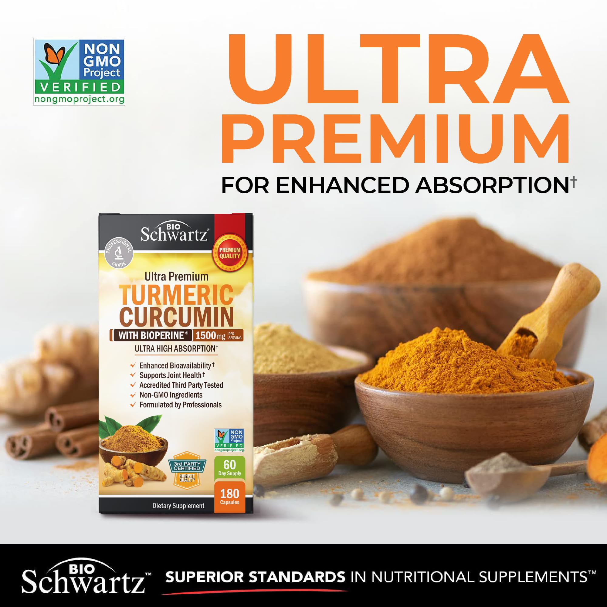 Turmeric Curcumin 1500mg with BioPerine – 95% Curcuminoids, Joint Support