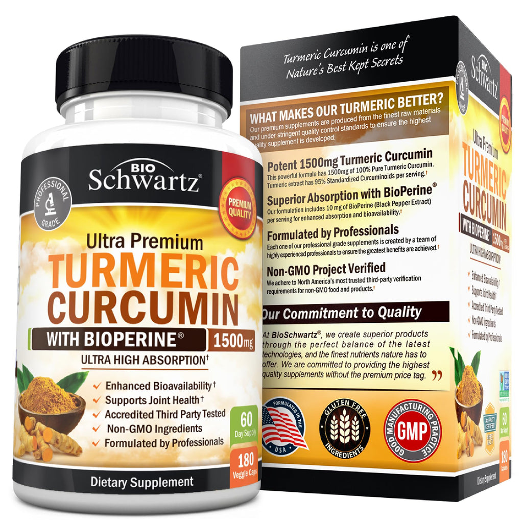 Turmeric Curcumin 1500mg with BioPerine – 95% Curcuminoids, Joint Support