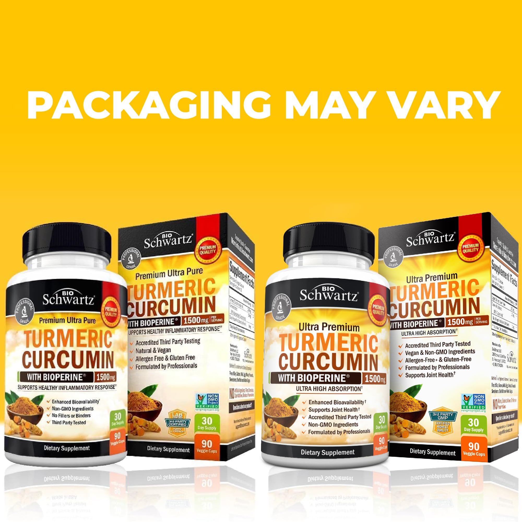 Turmeric Curcumin 1500mg with BioPerine – 90 Vegan Capsules (95% Curcuminoids)