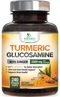 Turmeric Curcumin 2000mg with Glucosamine & Ginger – BioPerine, 240 capsules, USA Made