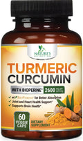 Turmeric Curcumin 2600mg with BioPerine – 95% Curcuminoids | Organic Turmeric, Vegan, Non-GMO | 60 Capsules | Made in USA