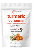 Turmeric Curcumin 3000mg with Black Pepper & Ginger – 300 Softgels | 95% Curcuminoids | Non-GMO