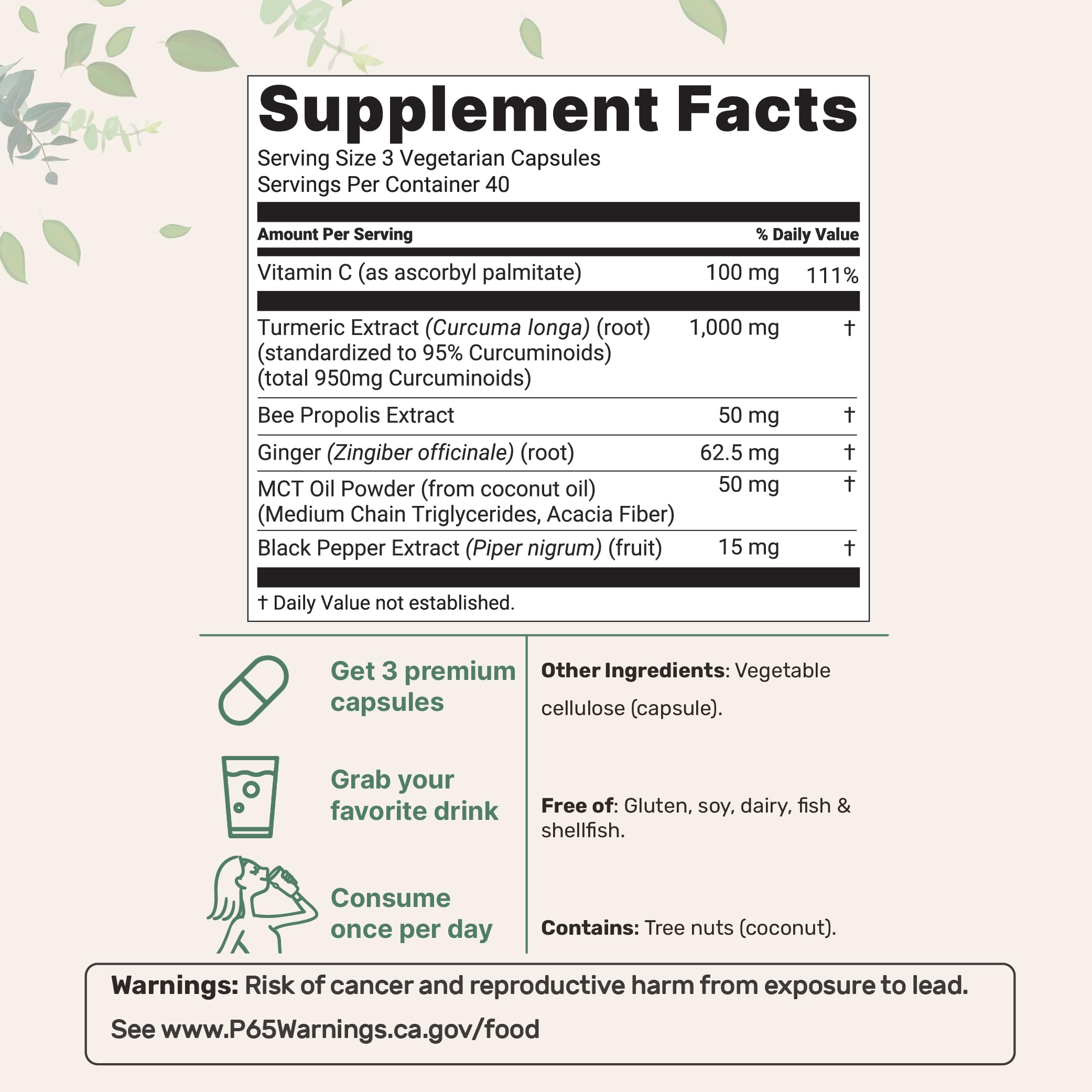 Pure Turmeric Curcumin 1,000mg | 95% Curcuminoids | 120 Veggie Capsules