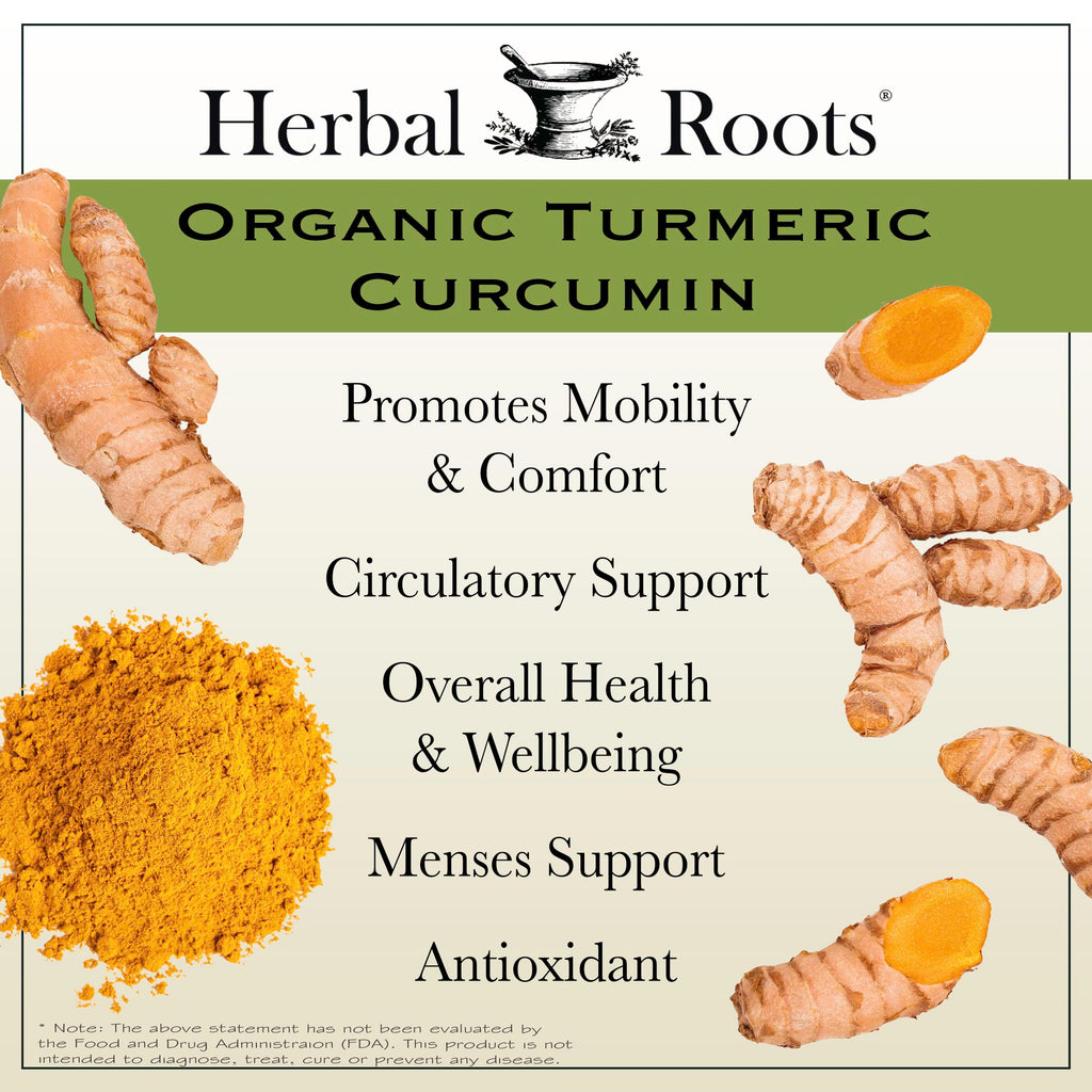 Herbal Roots - Turmeric Curcumin Capsules - Extra Strength - 1000mg Pure Organic Turmeric Supplement, 95% Standardized Curcumin Extract with BioPerine Pepper and Ginger