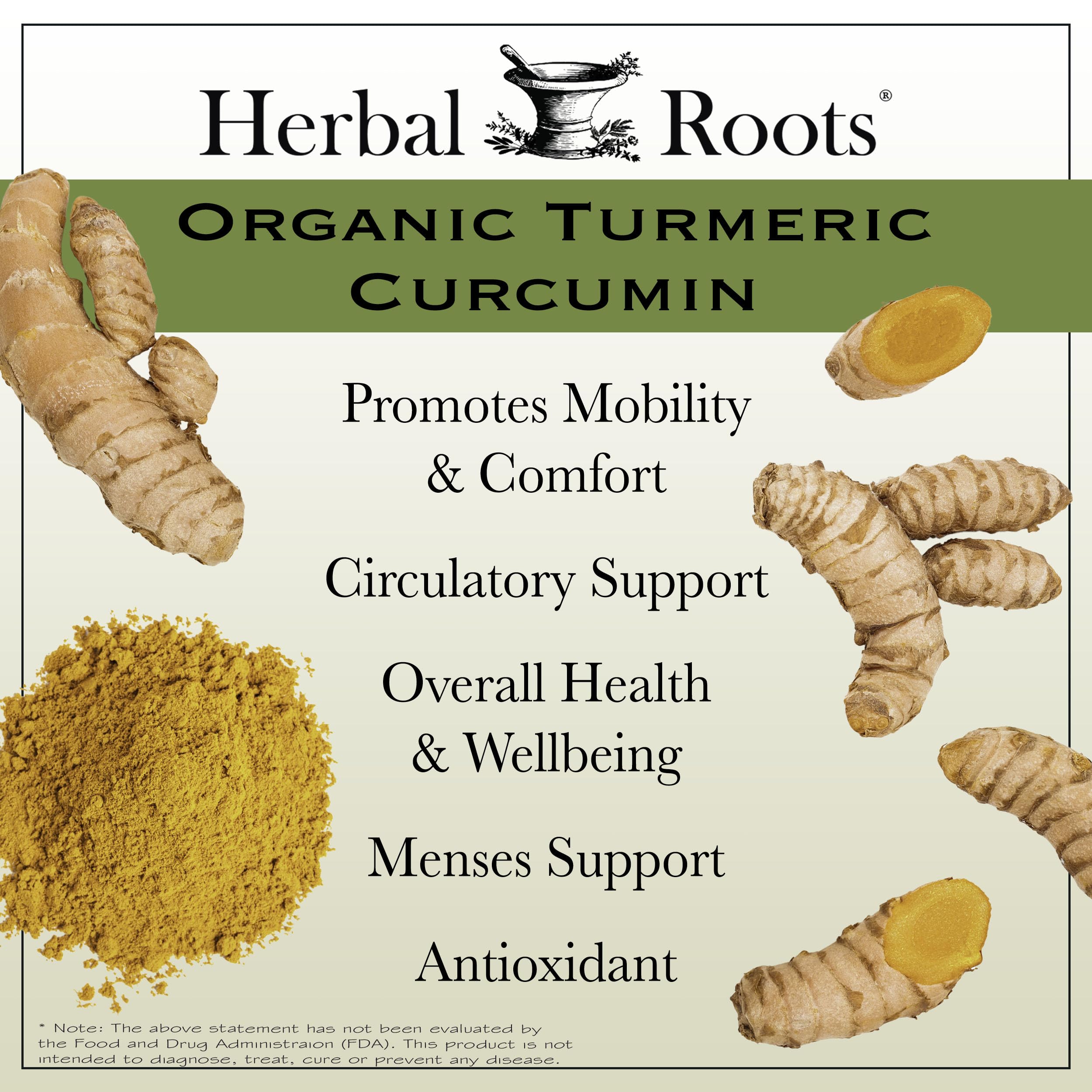 Herbal Roots - Turmeric Curcumin Capsules - Extra Strength - 1000mg Pure Organic Turmeric Supplement, 95% Standardized Curcumin Extract with BioPerine Pepper and Ginger