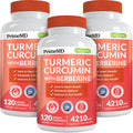 PrimeMD 5-in-1 Organic Turmeric Curcumin with Berberine & Bioperine – 120 ct (Pack of 3)