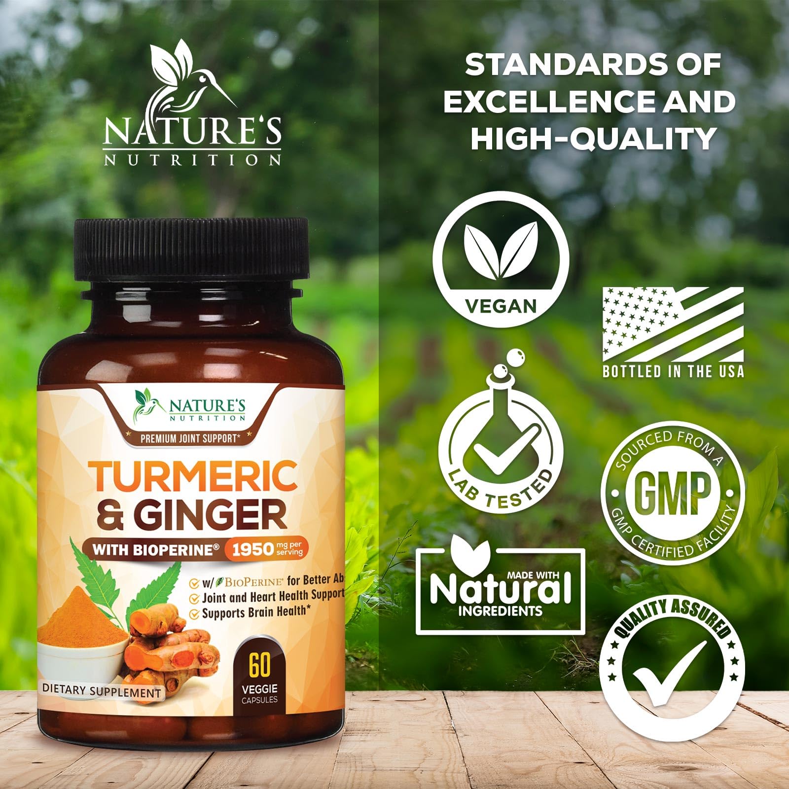Turmeric Curcumin 1950mg with Bioperine – 60 Capsules