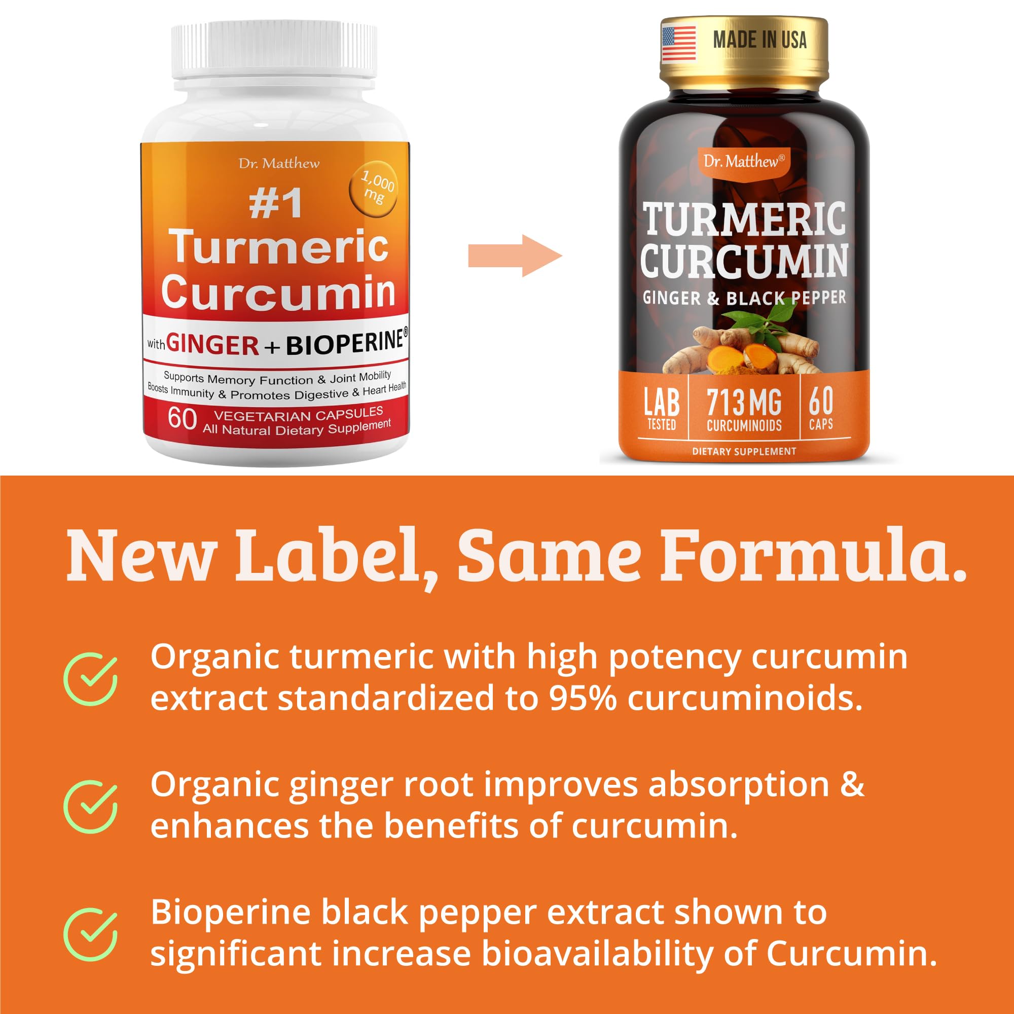 Turmeric Curcumin with Black Pepper 1000mg – 60 Capsules | 15X Absorption