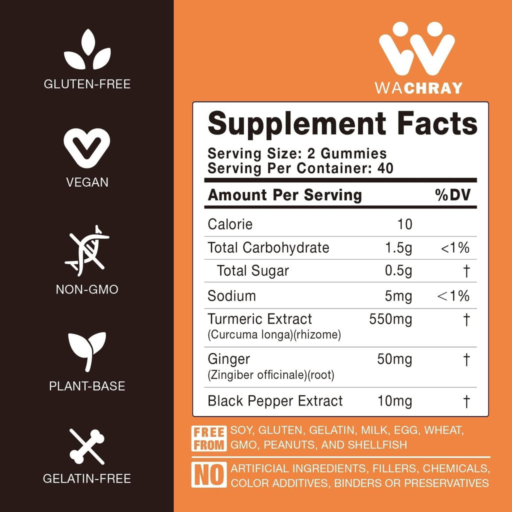 Turmeric Curcumin Gummies with Ginger & Black Pepper – 3 Pack (Vegan, Organic, Gelatin-Free)