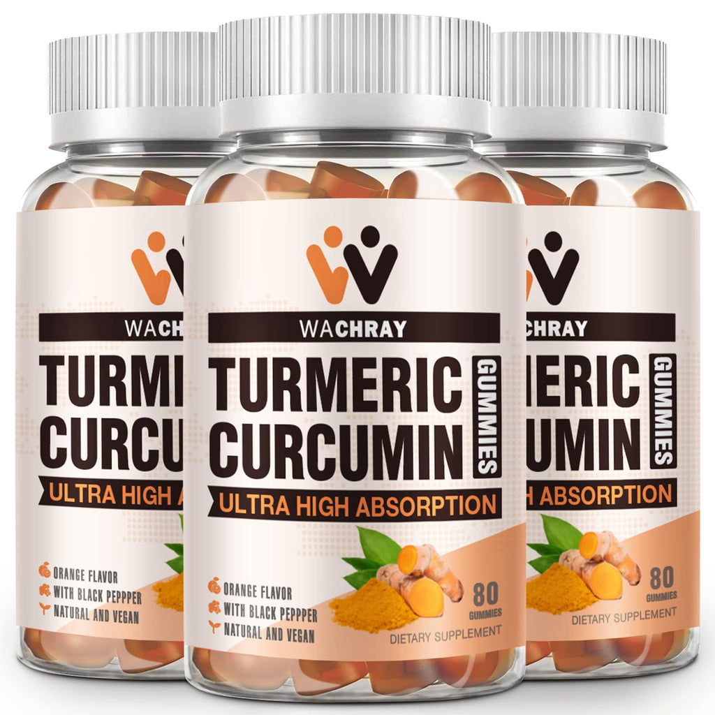 Turmeric Curcumin Gummies with Ginger & Black Pepper – 3 Pack (Vegan, Organic, Gelatin-Free)