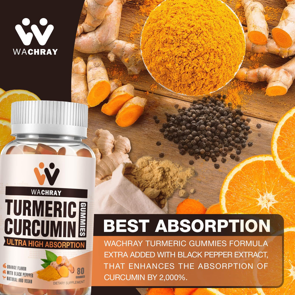 Turmeric Curcumin Gummies with Ginger & Black Pepper – 3 Pack (Vegan, Organic, Gelatin-Free)